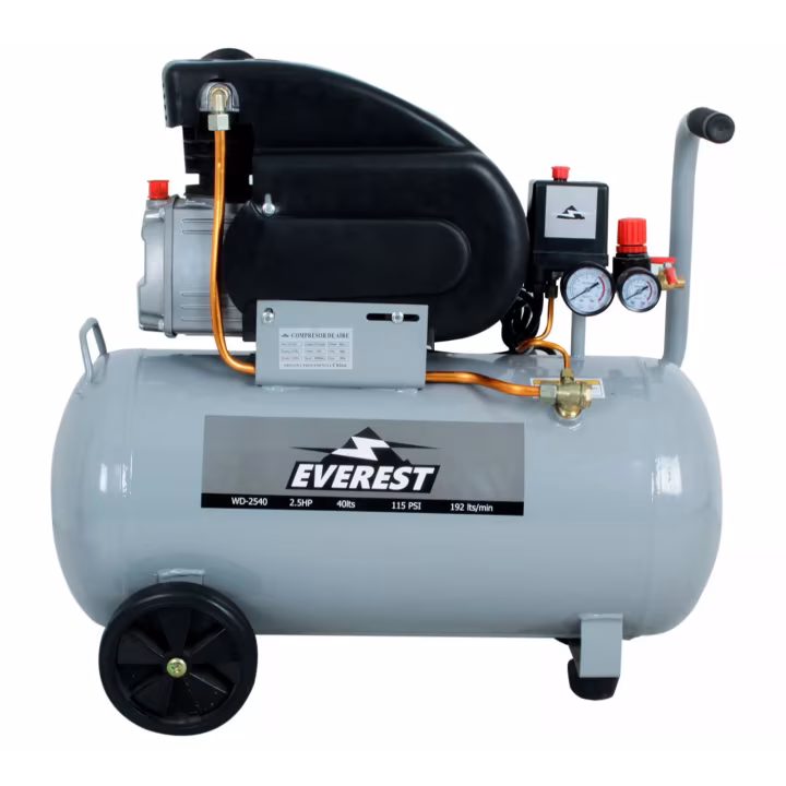 Motocompresor Everest 2.5 HP 40 litros WD-2540 color gris con ruedas